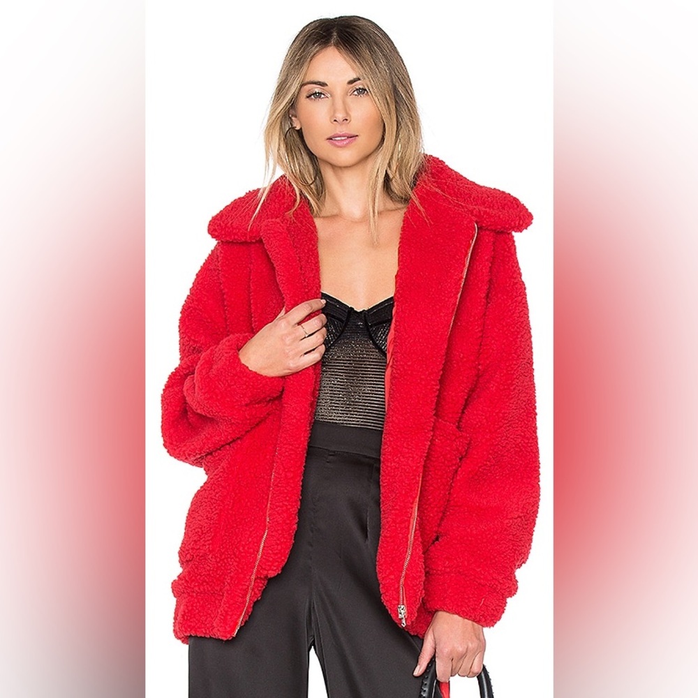 I.AM.GIA Pixie Teddy Coat Red Sherpa Fleece